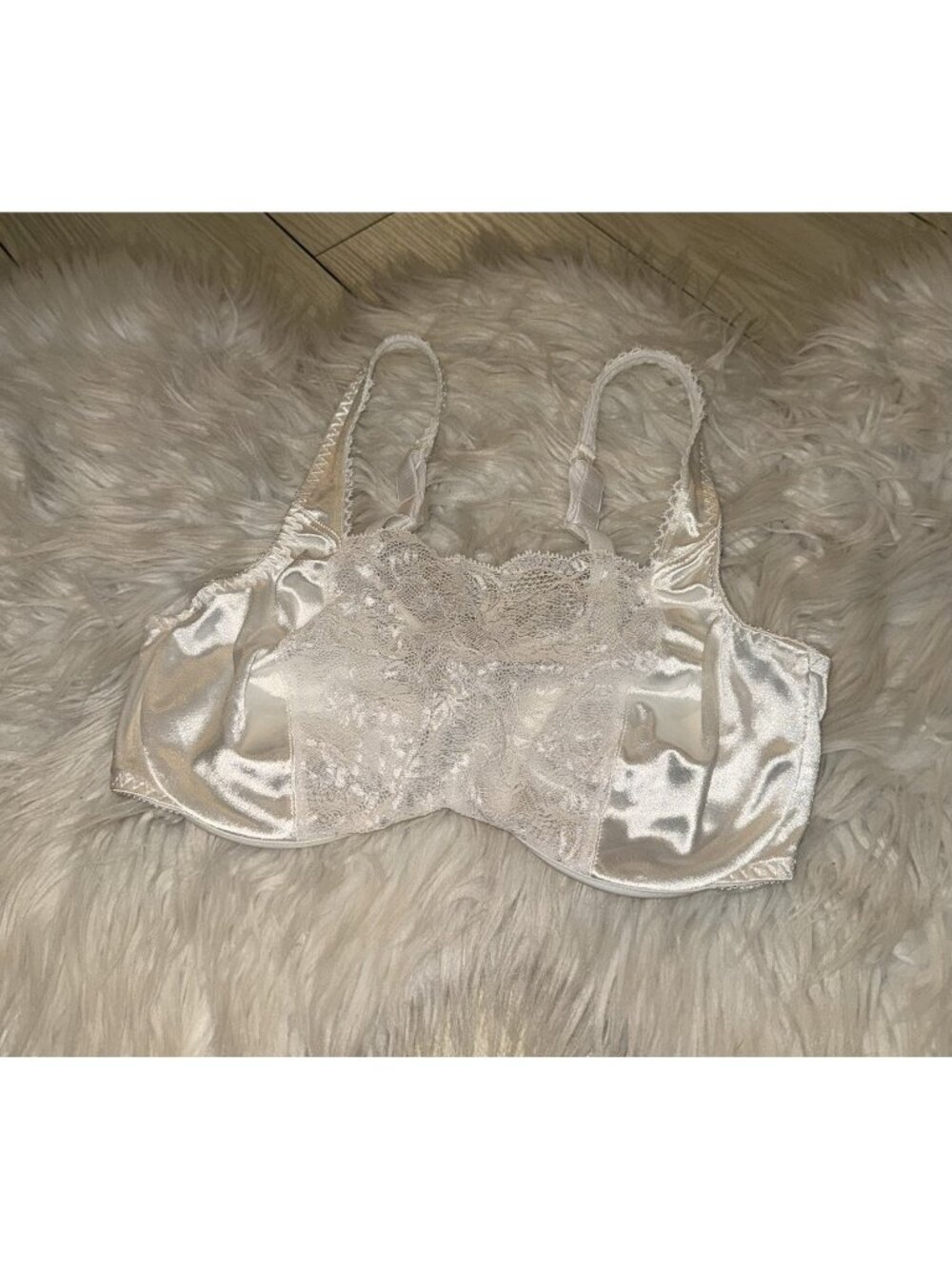 Vintage Vtg Bali 3356 Satin and Lace Cami Bra Unlined UW Womens 36C White